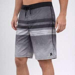Hurley Board Shorts Mens 32" Black Gray Logo Beach Surf